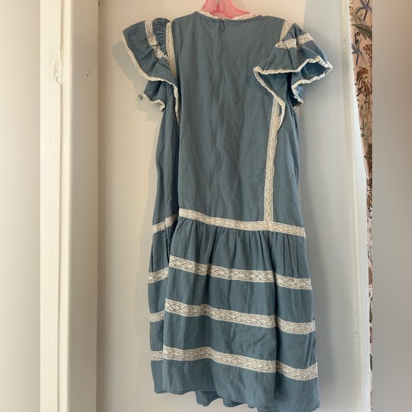 SEA NY Kyla Lace-Trimmed Embroidered Cotton-Chambray Mini Dress - Picture 3 of 4